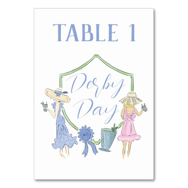 Kentucky Derby Party Tischnummer Card (Vorderseite)