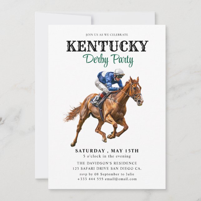 Kentucky Derby Viewing Party Einladung (Vorderseite)