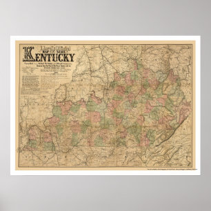 Kentucky Eisenbahn Karte 1863 Poster