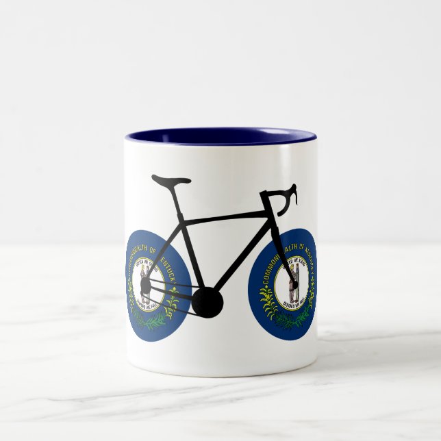 Kentucky Flag Cycling Zweifarbige Tasse (Mittel)