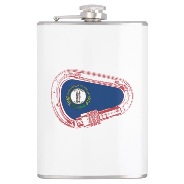 Kentucky Flag Klettersteig Carabiner Flachmann (Vorderseite)