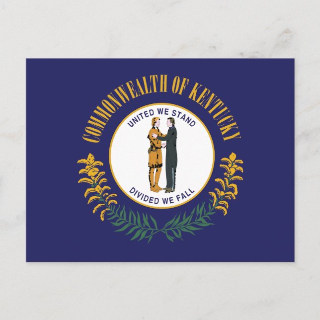 Kentucky Flag United We Stand Frontiersman  Postkarte (Vorderseite)