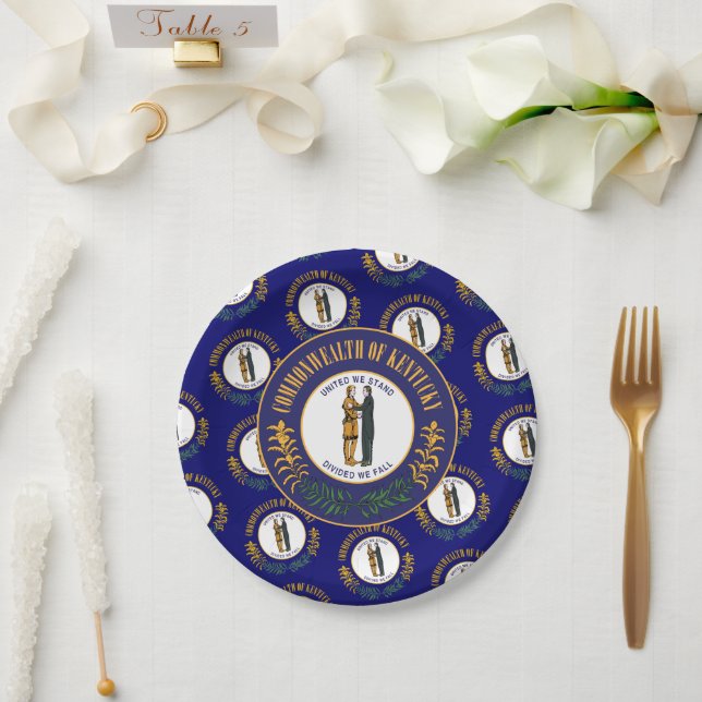 Kentucky-Flagge & Siegel, Kentucky Pappteller (Hochzeit)