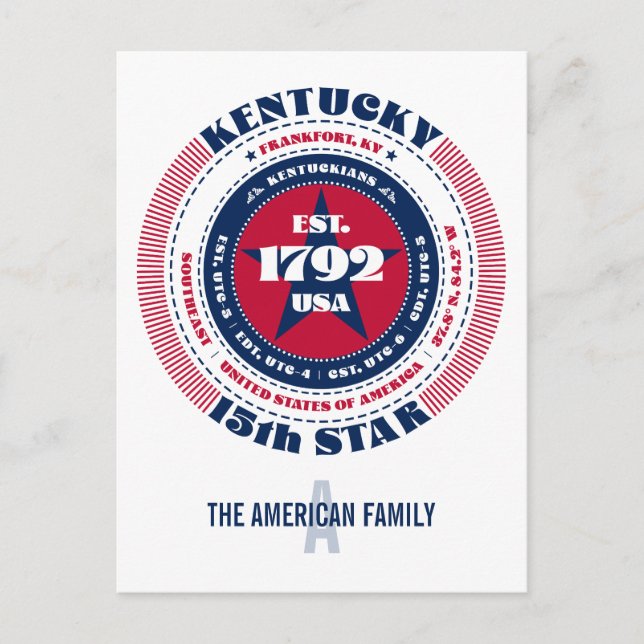Kentucky, Frankfort, KY, Patriotic, Monogram Postkarte (Vorderseite)