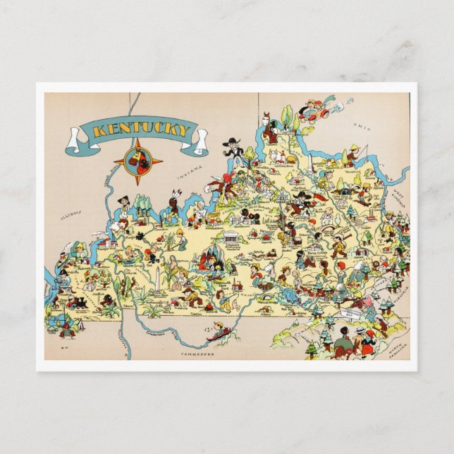 Kentucky Funny Map Postkarte (Vorderseite)