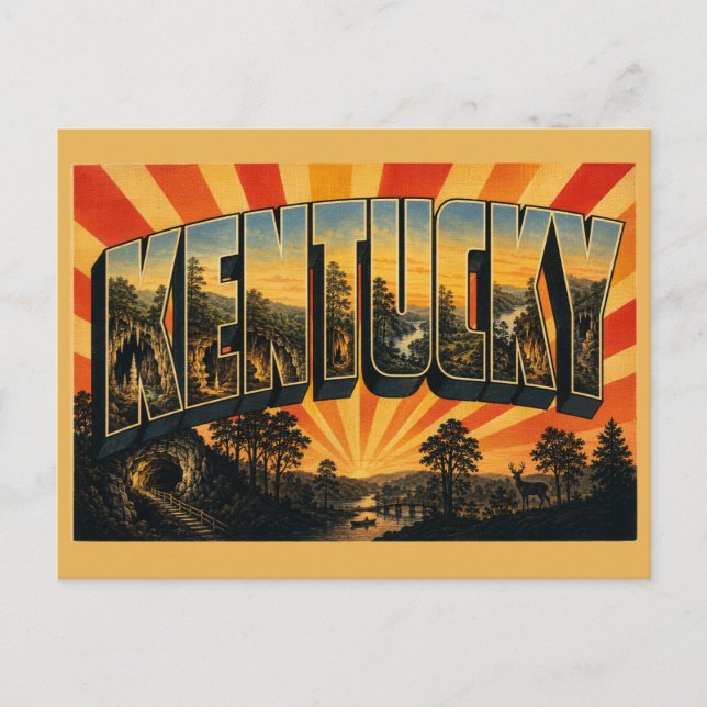 Kentucky Höhlen Wälder Flusstäler Kunst Postkarte (Vorderseite)