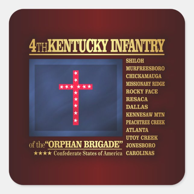 Kentucky Infantry (BA2) Quadratischer Aufkleber (Vorderseite)