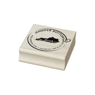 Kentucky-Karte Herz Kranz Gummistempel