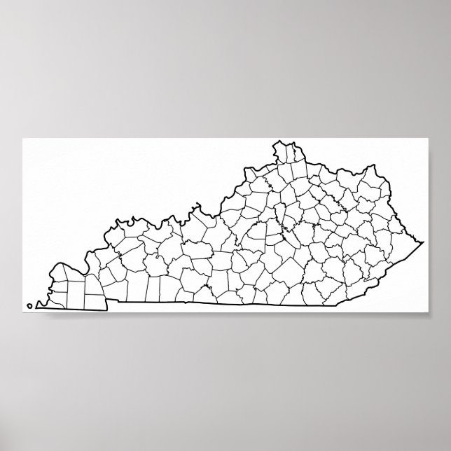 Kentucky Landkreises Leere Kontur Karte Poster (Vorne)