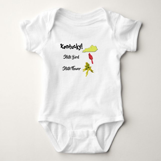 Kentucky Map Staat Bird & Blume Baby Strampler (Vorderseite)