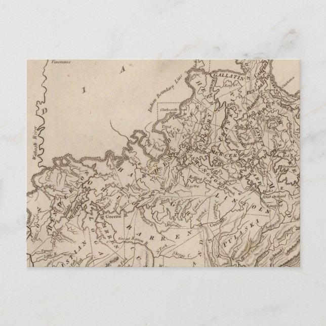 Kentucky Map von Arrowsmith Postkarte (Vorderseite)