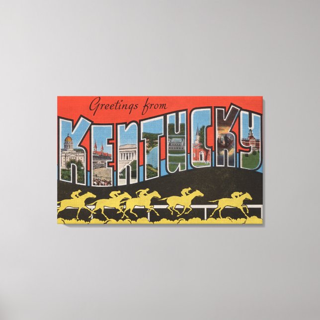 Kentucky (Pferderennbahn) - Große Buchstabenszene Leinwanddruck (Vorderseite)