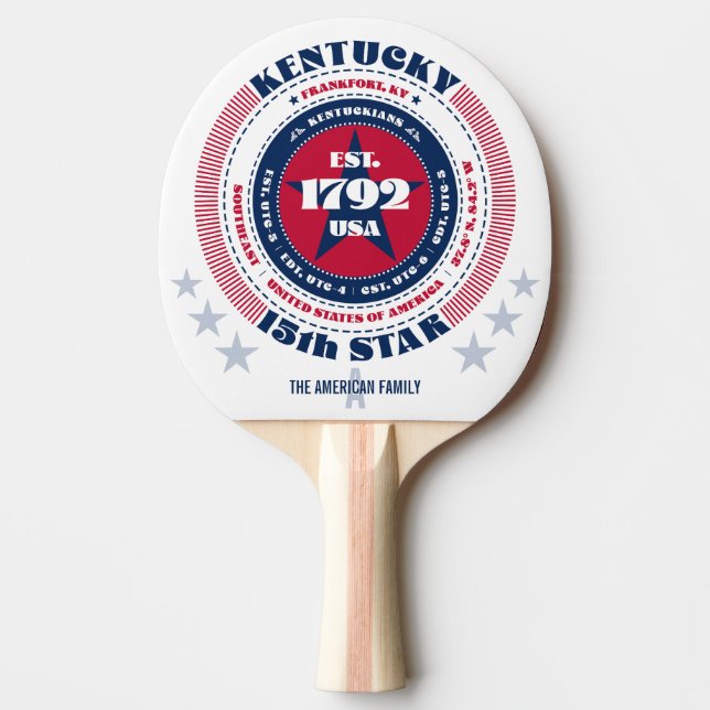 Kentucky Pride Circular Typografy Monogram Tischtennis Schläger (Vorderseite)
