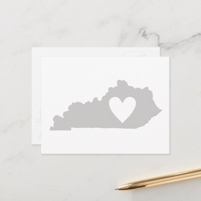 Kentucky Shaped Gray Kentuckian Heart Liebe Adore Postkarte (Vorderseite/Rückseite Beispiel)