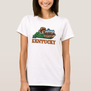 Kentucky Staat Kontur Tattoo Style Pferd Bourbon T-Shirt