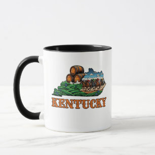Kentucky Staat Kontur Tattoo Style Pferd Bourbon Tasse