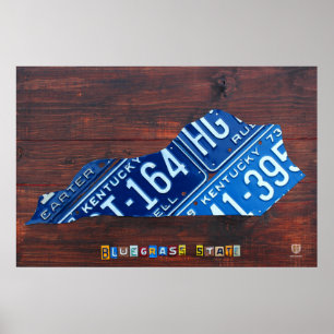 Kentucky Staat License Plate Karte Poster