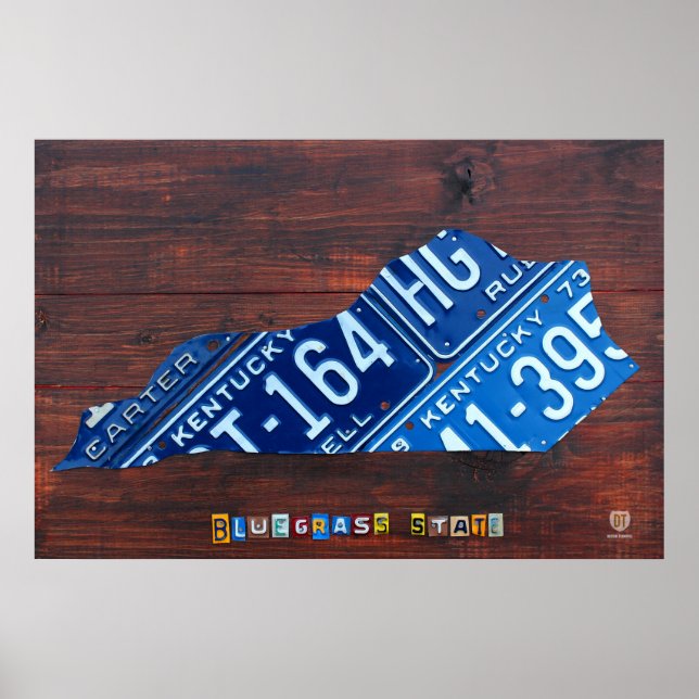 Kentucky Staat License Plate Karte Poster (Vorne)
