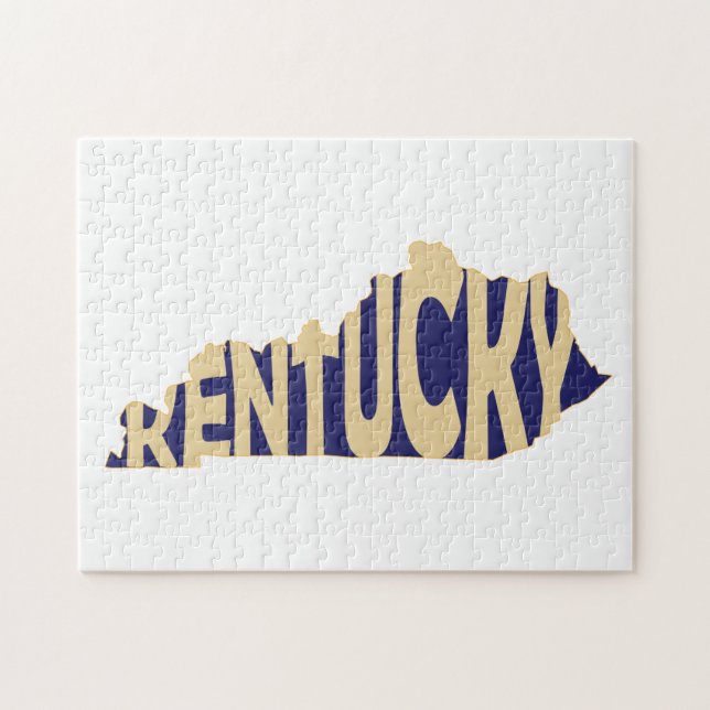 Kentucky Staat Name Word Art Yellow Puzzle (Horizontal)