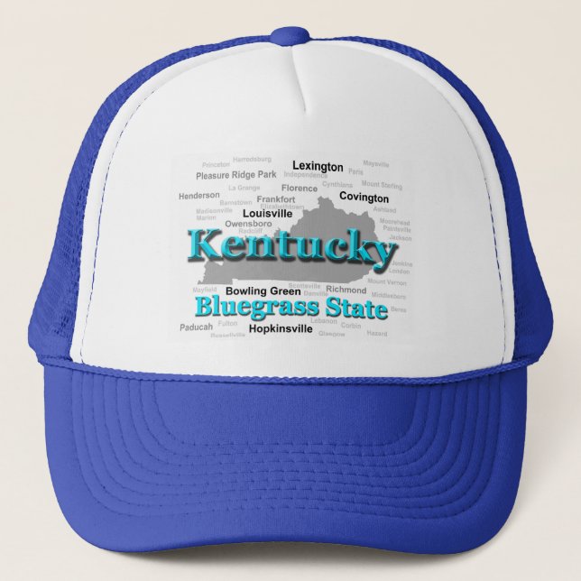 Kentucky Staatsstolz Karte Silhouette Truckerkappe (Vorderseite)