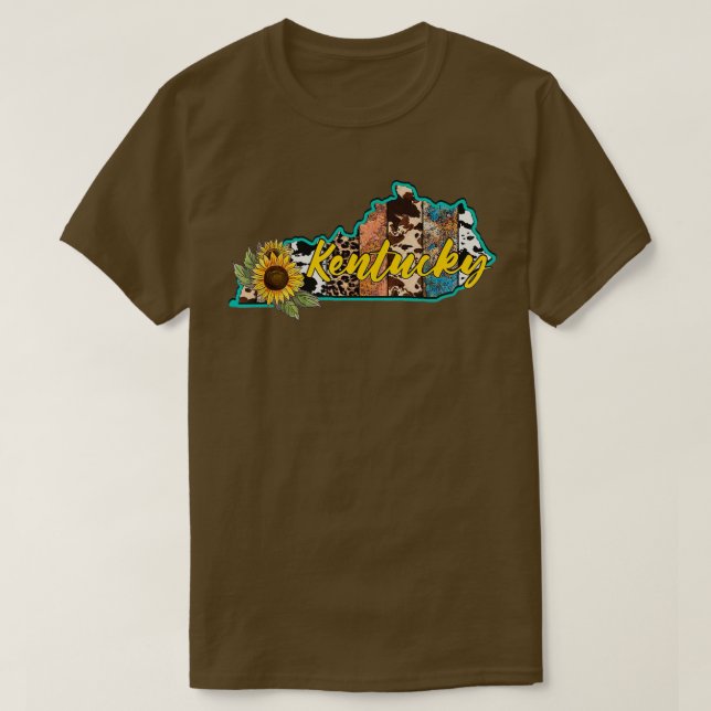 Kentucky Sunflower Staaten Map T-Shirt (Design vorne)