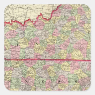 Kentucky, Tennessee 3 Quadratischer Aufkleber