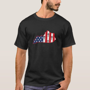 Kentucky Usa Flag Kreuz Gott Jesus Christlich Zuha T-Shirt