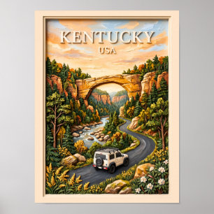 Kentucky USA Road Trip 3D Texturierte Red River Go Poster