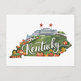 Kentucky USA State Shaped Vintage Watercolor Postkarte