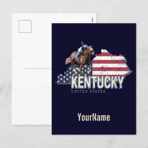 Kentucky Vereinigte Staaten Retro-Staatskarte Vint Feiertagspostkarte