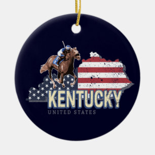 Kentucky Vereinigte Staaten Retro-Staatskarte Vint Keramik Ornament