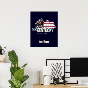 Kentucky Vereinigte Staaten Retro-Staatskarte Vint Poster