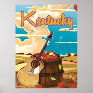 Kentucky Vintag Cartoon Reiseplakat Poster