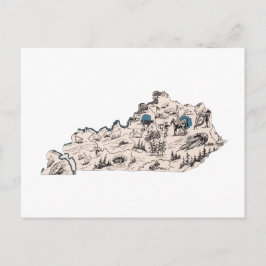 Kentucky Vintag Picture Map Staat Chart Postkarte