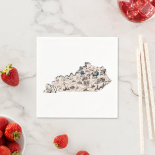 Kentucky Vintag Picture Map Staat Chart Serviette