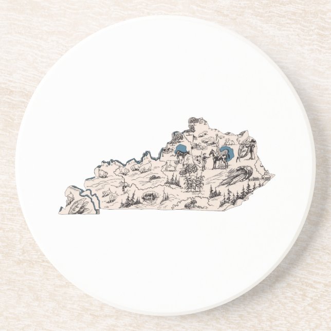 Kentucky Vintag Picture Map Untersetzer (Vorne)