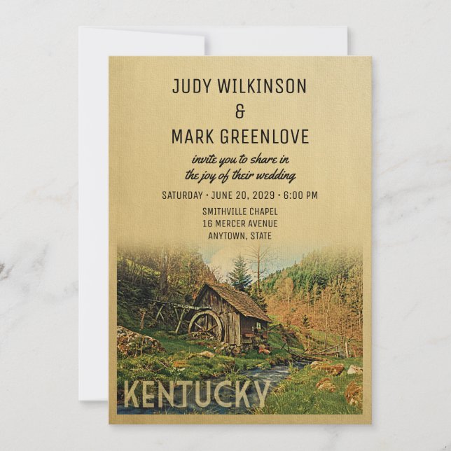 Kentucky Wedding Einladung Rustikale Kabinenmeile (Vorderseite)
