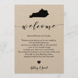 Kentucky Wedding Welcome Letter & Itinerary Card Programm