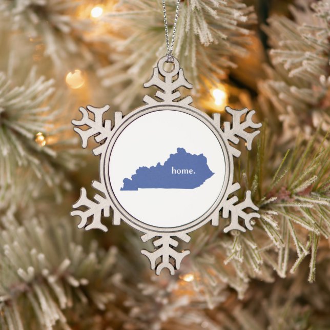 Kentucky Zuhause Silhouette Staat Karte Schneeflocken Zinn-Ornament (Baum)