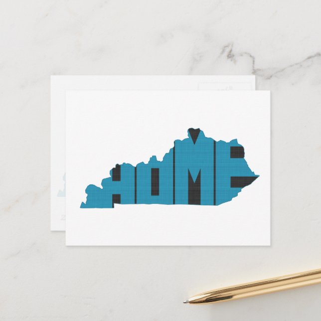 Kentucky Zuhause Staat Blue Word Art Postkarte (Vorderseite/Rückseite Beispiel)
