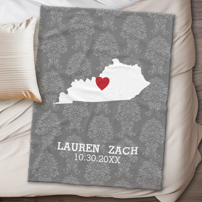 Kentucky Zuhause Staat Map - Benutzerdefinierte Ho Fleecedecke (State Personalized Fleece Blanket)
