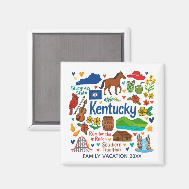 Kentuky Family Trip Keepsake Personalized Magnet (Vorderseite/Rückseite)