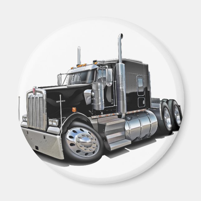 Kenworth w900 Black Truck Magnet (Vorne)