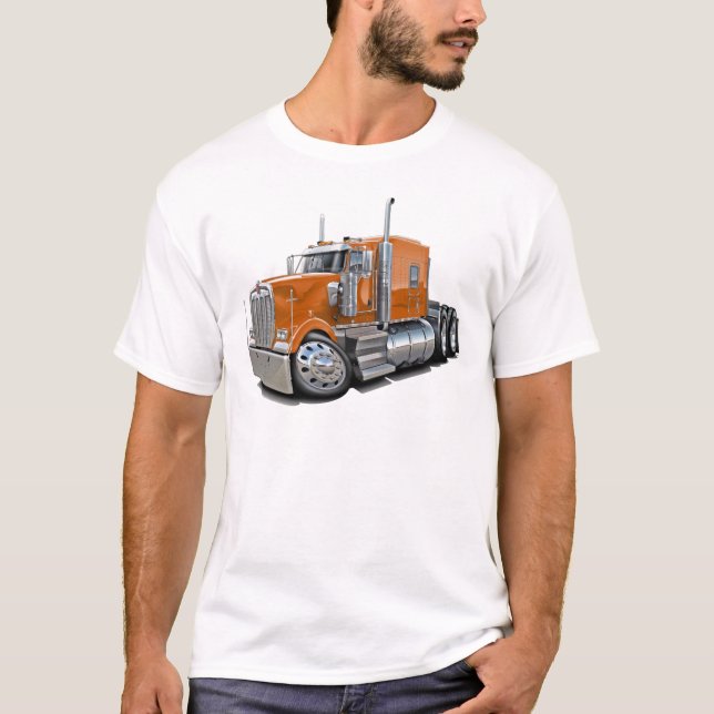 Kenworth w900 Orangen-LKW T-Shirt (Vorderseite)