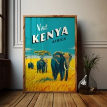 Kenya Africa Vintage Poster - Elefantenkunst
