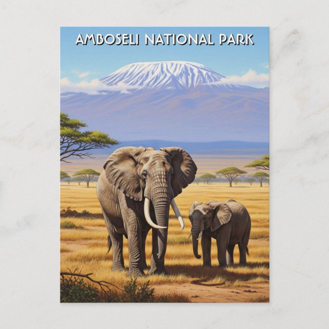 Kenya Amboseli Nationalpark Elefanten Postkarte (Vorderseite)