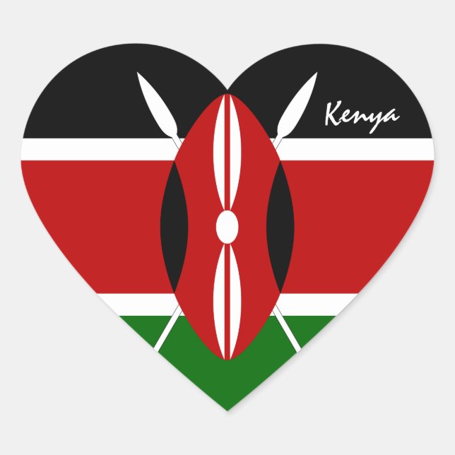 Kenya-Aufkleber, Herz, Patriotische kenianische Fl Herz-Aufkleber (Vorderseite)