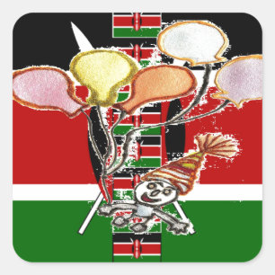 Kenya Birthday Quadratischer Aufkleber