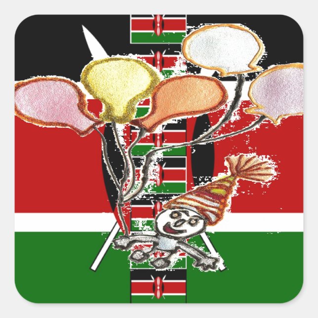 Kenya Birthday Quadratischer Aufkleber (Vorderseite)