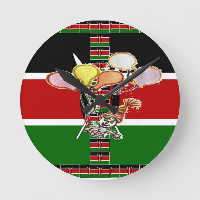 Kenya Birthday Runde Wanduhr (Vorderseite)